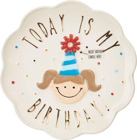 Mud Pie Birthday Boy Celebration Candle Plate, 8 x 8 in Saudi Arabia