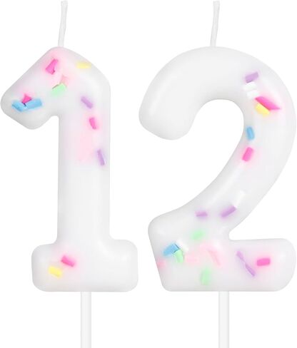 الفتيات الملونة شمعة عيد ميلاد 12th، الرشات الملونة عدد 12 الشموع، والشموع لتزيين الكعكة، سعيد 12th عيد ميلاد كعكة توبر الزينة للفتيات النساء حفلة عيد ميلادها الذكرى in Kuwait