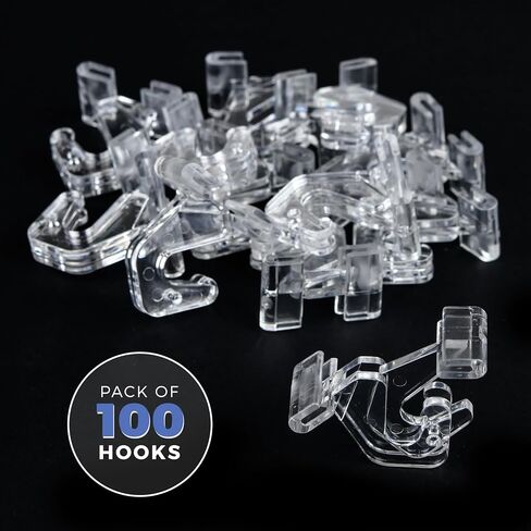 GlossyEnd Pack of 100 - Crystal Clear Hinged Polycarbonate Ceiling Hooks for Drop-Ceiling T-Bars, Holds up to 15 lbs. 1" W x 1 ½"H in Saudi Arabia