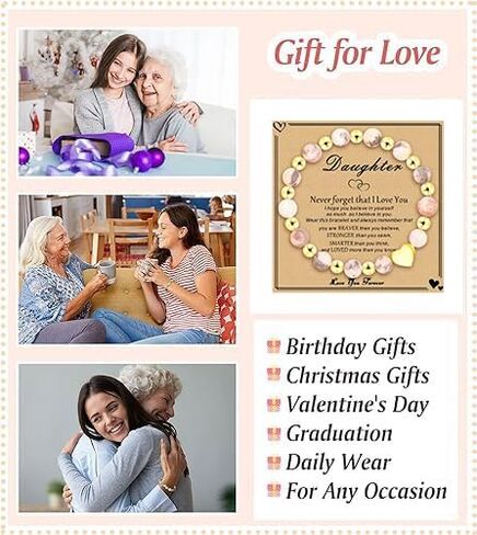 Gifts for Daughter/Granddaughter/Daughter in law/Sister/Niece/Always Remember Gifts Heart charm Bracelet, Birthday Christmas Valentines Day Gifts for Women Girls in Saudi Arabia