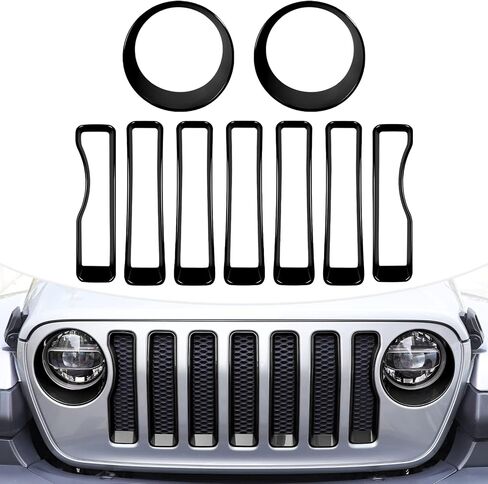 9PCs Upgrade Front Grille Insert Grill Cover and Headlight Lamp Cover Trim Exterior Accessories fit for Jeep Wrangler JL JLU Sport/Sports 2018 2019 2020 2021 2022 (Purple) in Saudi Arabia