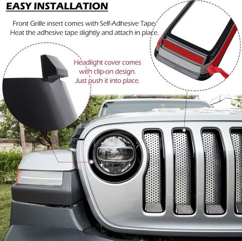9PCs Upgrade Front Grille Insert Grill Cover and Headlight Lamp Cover Trim Exterior Accessories fit for Jeep Wrangler JL JLU Sport/Sports 2018 2019 2020 2021 2022 (Purple) in Saudi Arabia