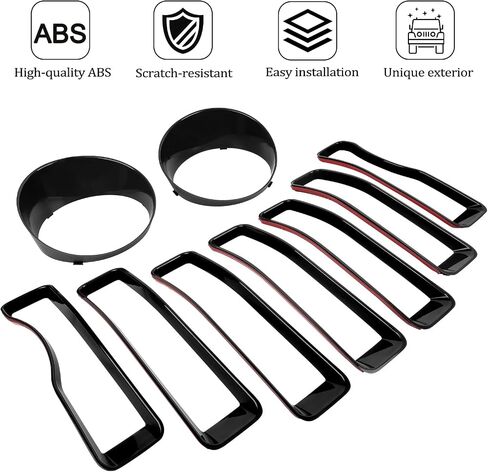 9PCs Upgrade Front Grille Insert Grill Cover and Headlight Lamp Cover Trim Exterior Accessories fit for Jeep Wrangler JL JLU Sport/Sports 2018 2019 2020 2021 2022 (Purple) in Saudi Arabia