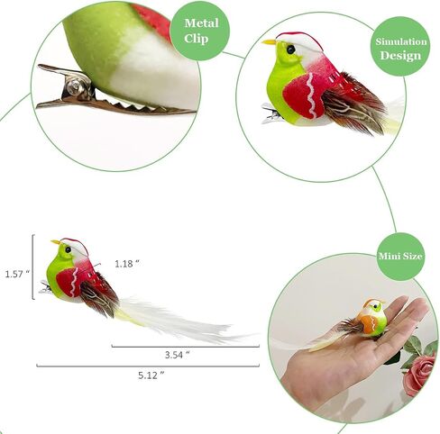 LWINGFLYER 6PCS Clip On Artificial Birds Colorful for Decoration Spring Courtyard Trees Flower Arrangement Scene Wedding Crafts Christmas Trees Party in Saudi Arabia