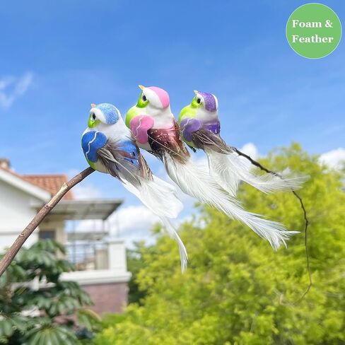 LWINGFLYER 6PCS Clip On Artificial Birds Colorful for Decoration Spring Courtyard Trees Flower Arrangement Scene Wedding Crafts Christmas Trees Party in Saudi Arabia