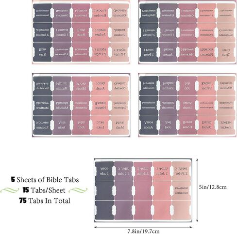 Bible Tabs for Women and Man, Bible Book Tabs, 75 Tabs, Laminated Bible Tabs, Boho/Morandi/Sunset Shades Theme Bible Study Supplies, Easy to Read and Apply Bible Index Tabs (Sunset Shades) in Saudi Arabia