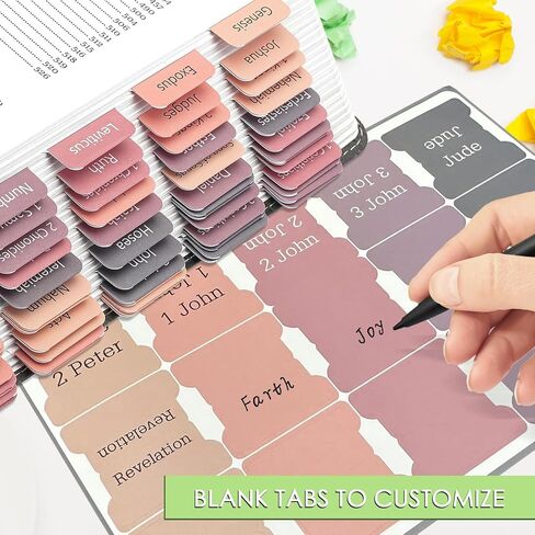 Bible Tabs for Women and Man, Bible Book Tabs, 75 Tabs, Laminated Bible Tabs, Boho/Morandi/Sunset Shades Theme Bible Study Supplies, Easy to Read and Apply Bible Index Tabs (Sunset Shades) in Saudi Arabia