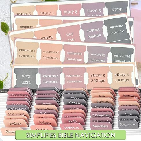 Bible Tabs for Women and Man, Bible Book Tabs, 75 Tabs, Laminated Bible Tabs, Boho/Morandi/Sunset Shades Theme Bible Study Supplies, Easy to Read and Apply Bible Index Tabs (Sunset Shades) in Saudi Arabia