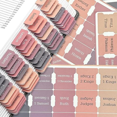 Bible Tabs for Women and Man, Bible Book Tabs, 75 Tabs, Laminated Bible Tabs, Boho/Morandi/Sunset Shades Theme Bible Study Supplies, Easy to Read and Apply Bible Index Tabs (Sunset Shades) in Saudi Arabia