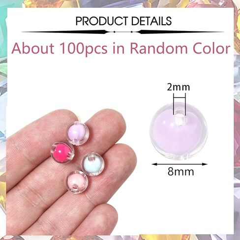 KASFREE حوالي 100 قطعة من الخرز الصغير للأساور لصنع الخرز الملون لسلسلة المفاتيح والخرز البلاستيكي للحرف اليدوية والخرز الأكريليك لصنع المجوهرات in Kuwait