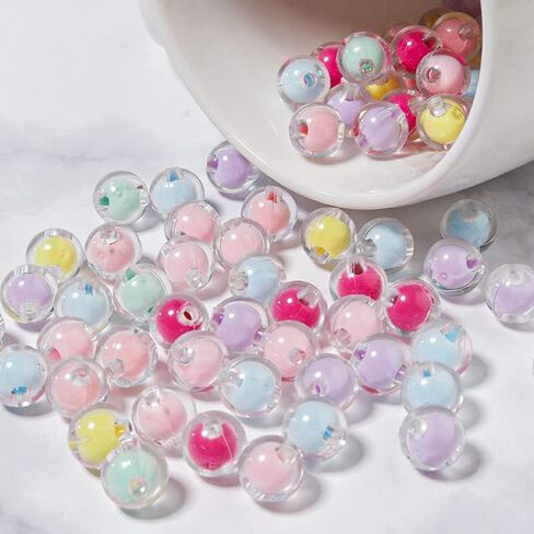 KASFREE حوالي 100 قطعة من الخرز الصغير للأساور لصنع الخرز الملون لسلسلة المفاتيح والخرز البلاستيكي للحرف اليدوية والخرز الأكريليك لصنع المجوهرات in Kuwait