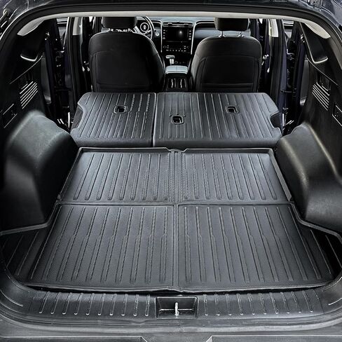 JOULARISE ترقية سجادة صندوق السيارة مع سجادات مسند الظهر لملحقات Hyundai Tucson 2022-2024 2025، أغطية المقعد الخلفي لبطانة البضائع TPE لجميع الأحوال الجوية لسيارة Hyundai Tucson (تناسب الغاز فقط) in Kuwait