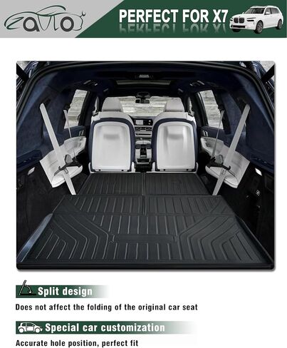 ZQULOYO بطانات البضائع مسند الظهر حصيرة لسيارات BMW X7 الملحقات 2019-2024 مع هوك وحلقة الخلفي الجذع حصيرة المقعد الخلفي الغطاء الخلفي حامي جميع الأحوال الجوية المضادة للانزلاق انقسام الكلب بطانة 3 قطع in Kuwait