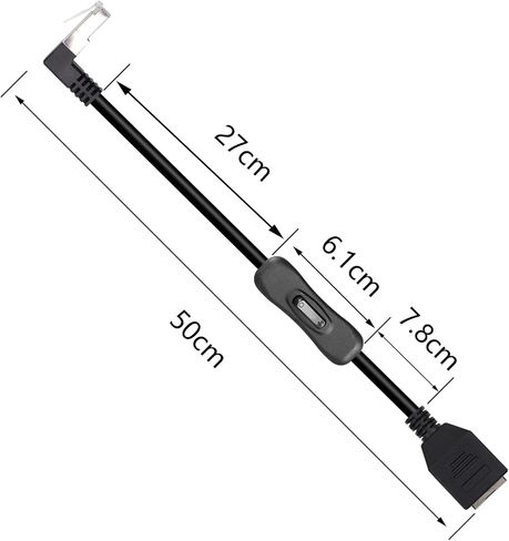 RIIEYOCA 90 Degree Cat5e Ethernet Patch Cable Switch On/Off RJ45 Male to Female High Speed Right Angle Internet Network Cable LAN with Disconnect Switch for Cat5e/Cat5, Black(50CM/1.6Ft) in Saudi Arabia