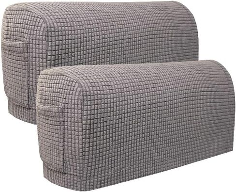 Sofa Armrest Covers Arm Slipcovers with a Pocket Elastic Sofa Armrest Protector Removable Couch Arm Covers for Sofa Anti-Slip Armrest Covers Christmas Furniture Deco Pack of 2 (Light Grey) in Saudi Arabia