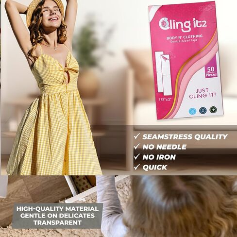 CLING IT2 Double Sided Tape for Clothes and Fashion, 100 Strips, Hypoallergenic Fabric Tape for Body and Clothing, in Saudi Arabia