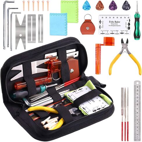 Hilitchi 26 Pcs Complete Guitar Repairing Tool Kit For Guitar Ukulele Bass Mandolin Banjo, Cleaning Maintenance Accessories Set with Bonus Cleaning Cloth Convenient Case in Saudi Arabia
