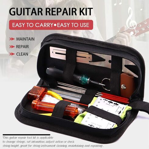 Hilitchi 26 Pcs Complete Guitar Repairing Tool Kit For Guitar Ukulele Bass Mandolin Banjo, Cleaning Maintenance Accessories Set with Bonus Cleaning Cloth Convenient Case in Saudi Arabia