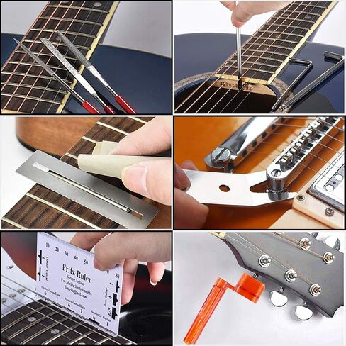Hilitchi 26 Pcs Complete Guitar Repairing Tool Kit For Guitar Ukulele Bass Mandolin Banjo, Cleaning Maintenance Accessories Set with Bonus Cleaning Cloth Convenient Case in Saudi Arabia