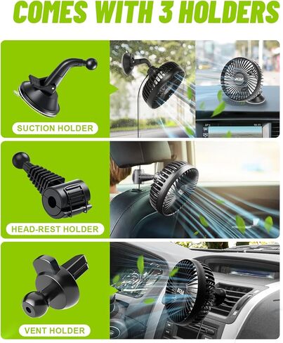 مروحة سيارة، مروحة مقعد سيارة USB للمقعد الخلفي للأطفال وركاب الحيوانات الأليفة، 3 سرعات، مشبك قابل للدوران 360 درجة مروحة تبريد السيارة، مروحة قوية لتدوير الهواء الخلفي للمركبات والشاحنات والشاحنات وسيارات الدفع الرباعي والمركبات الترفيهية والقوارب in Kuwait