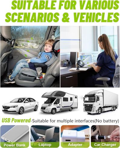 مروحة سيارة، مروحة مقعد سيارة USB للمقعد الخلفي للأطفال وركاب الحيوانات الأليفة، 3 سرعات، مشبك قابل للدوران 360 درجة مروحة تبريد السيارة، مروحة قوية لتدوير الهواء الخلفي للمركبات والشاحنات والشاحنات وسيارات الدفع الرباعي والمركبات الترفيهية والقوارب in Kuwait