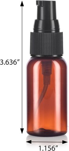 زجاجات JUVITUS Amber 1 أونصة مستديرة من بوسطن PET (خالية من BPA) مع مضخة معالجة سوداء (24 عبوة) in Saudi Arabia