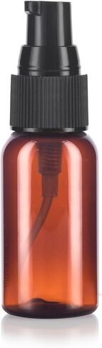 زجاجات JUVITUS Amber 1 أونصة مستديرة من بوسطن PET (خالية من BPA) مع مضخة معالجة سوداء (24 عبوة) in Saudi Arabia