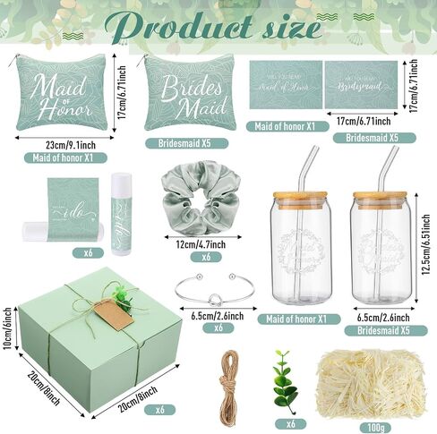 42 Pcs Bridesmaid Proposal Gifts Maid of Honor Gifts Include Gift Box Glass Cup Cosmetic Makeup Bags Invited Cards Lip Balm Hair Scrunchie Bracelets for Wedding Bridal Shower(Black) in Saudi Arabia