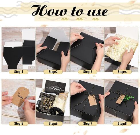 42 Pcs Bridesmaid Proposal Gifts Maid of Honor Gifts Include Gift Box Glass Cup Cosmetic Makeup Bags Invited Cards Lip Balm Hair Scrunchie Bracelets for Wedding Bridal Shower(Black) in Saudi Arabia