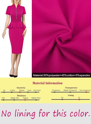 VFSHOW Womens V Neck Belted Button Office Business Back Split Work Church Slim Fit Knee Length Bodycon Pencil Dress in Saudi Arabia