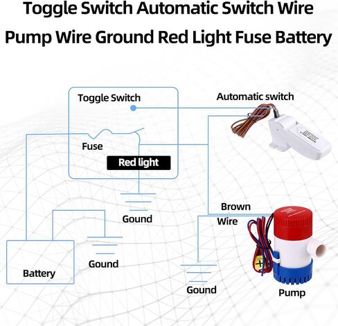 Landhoow Boat Bilge Water Pump, 12 V Submersible Electric Marine Bilge Pump and Automatic Boat Bilge Pump Float Switch 12 V 24 V 32 V with Hose, Clamps, Thru Hull Connectors for Boats (500 GPH) in Kuwait