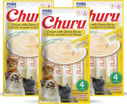 INABA Churu Chicken with Cheese Recipe Lickable Purée Natural Cat Treats 12 Tubes in Saudi Arabia