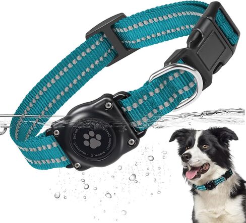 Airtag Dog Collar, 100% Waterproof Integrated Apple Air Tag Dog Collars, Reflective GPS Dog Collar with Hard PC AirTag Holder Case for Small Medium Large Dog in Saudi Arabia