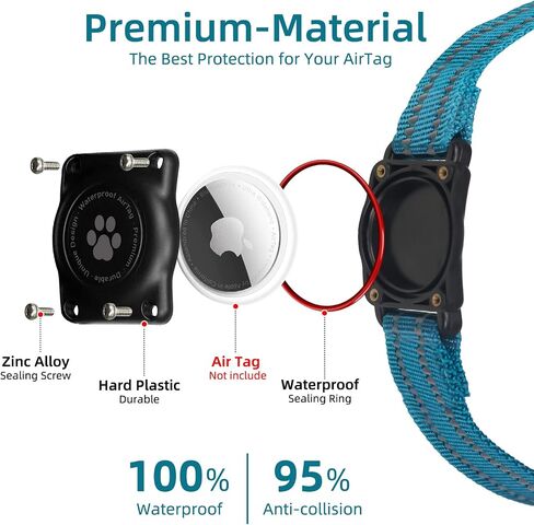 Airtag Dog Collar, 100% Waterproof Integrated Apple Air Tag Dog Collars, Reflective GPS Dog Collar with Hard PC AirTag Holder Case for Small Medium Large Dog in Saudi Arabia