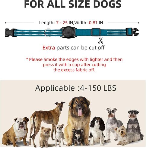 Airtag Dog Collar, 100% Waterproof Integrated Apple Air Tag Dog Collars, Reflective GPS Dog Collar with Hard PC AirTag Holder Case for Small Medium Large Dog in Saudi Arabia