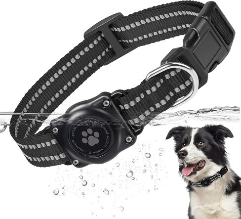 Airtag Dog Collar, 100% Waterproof Integrated Apple Air Tag Dog Collars, Reflective GPS Dog Collar with Hard PC AirTag Holder Case for Small Medium Large Dog in Saudi Arabia