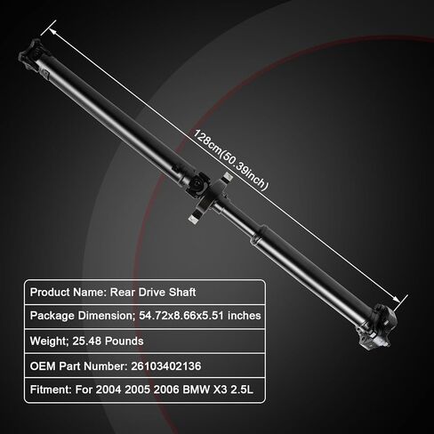 BJYXSHOP 50 بوصة مجموعة عمود المروحة الخلفية الكاملة لعمود المروحة متوافقة مع BMW X3 2.5i 2004 2005 2006 2.5L Sport Utility، استبدال # 936-386 26103402136 in Kuwait
