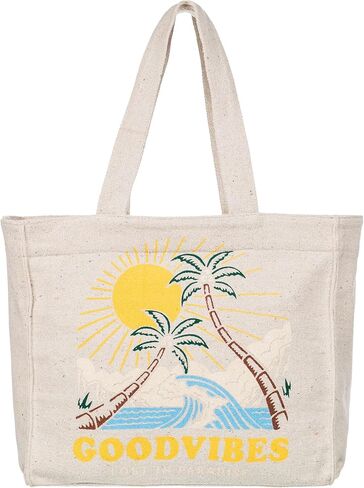 Roxy 12L Drink The Wave Cotton Blend Printed Tote Bag in Kuwait