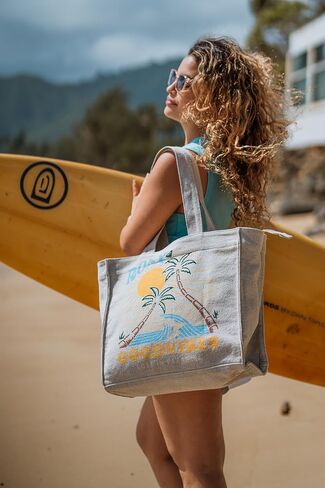 Roxy 12L Drink The Wave Cotton Blend Printed Tote Bag in Kuwait