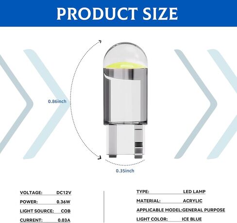 NTNEV Car LED Bulb, 194 LED Bulb, 168 2825 W5W T10 Wedge COB LED Replacement Bulbs, 12V 6000K Interior Light for Car Dome Map Door Courtesy License Plate Lights (Ice Blue) in Saudi Arabia