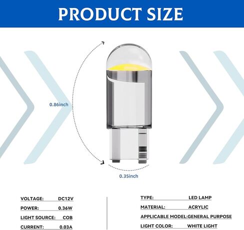 NTNEV Car LED Bulb, 194 LED Bulb, 168 2825 W5W T10 Wedge COB LED Replacement Bulbs, 12V 6000K Interior Light for Car Dome Map Door Courtesy License Plate Lights (Ice Blue) in Saudi Arabia