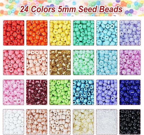QUEFE 4100pcs 5mm الزجاج البذور الخرز الحرفية عدة والخرز الرسالة الملونة لأساور الصداقة صنع المجوهرات القلائد وسلاسل المفاتيح، الزجاج المهر البذور إلكتروني الأبجدية الفن والحرف اليدوية in Kuwait