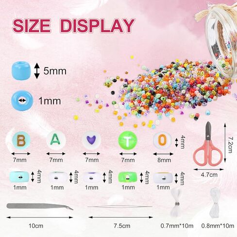 QUEFE 4100pcs 5mm الزجاج البذور الخرز الحرفية عدة والخرز الرسالة الملونة لأساور الصداقة صنع المجوهرات القلائد وسلاسل المفاتيح، الزجاج المهر البذور إلكتروني الأبجدية الفن والحرف اليدوية in Kuwait