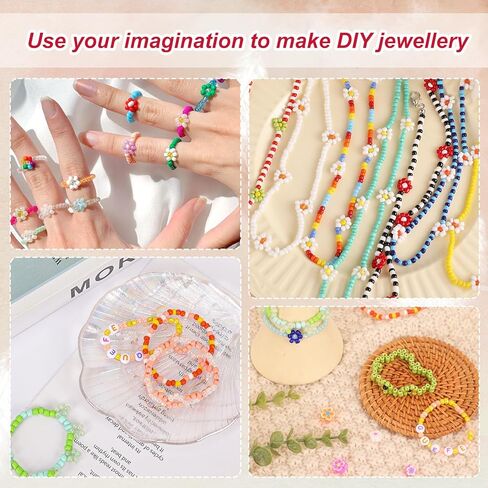 QUEFE 4100pcs 5mm الزجاج البذور الخرز الحرفية عدة والخرز الرسالة الملونة لأساور الصداقة صنع المجوهرات القلائد وسلاسل المفاتيح، الزجاج المهر البذور إلكتروني الأبجدية الفن والحرف اليدوية in Kuwait