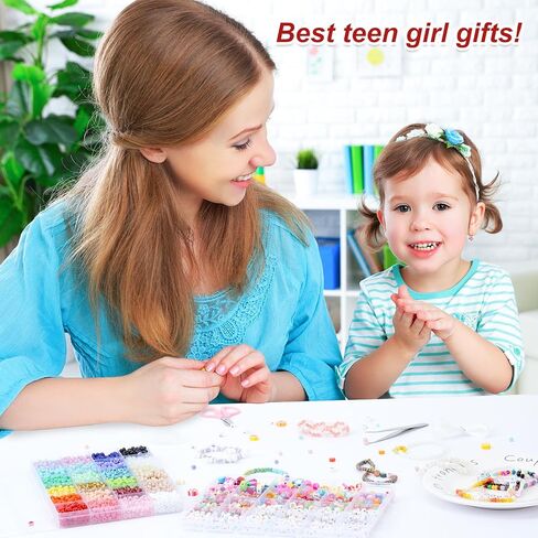 QUEFE 4100pcs 5mm الزجاج البذور الخرز الحرفية عدة والخرز الرسالة الملونة لأساور الصداقة صنع المجوهرات القلائد وسلاسل المفاتيح، الزجاج المهر البذور إلكتروني الأبجدية الفن والحرف اليدوية in Kuwait