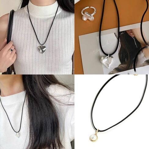 LET'S MAKING سلك قلادة مشمع لصنع المجوهرات، سلاسل جلدية للقلادة مع مشبك للقلادات لوازم الخرز (طول 20 بوصة/100 قطعة/أسود) in Kuwait