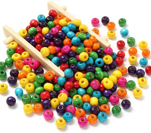 1000Pcs Colourful Wooden Beads Round Paint Wooden Beads Spacer Beads with 8mm Large Hole Multiple Color Beads Craft Beads for DIY Jewelry Making in Saudi Arabia