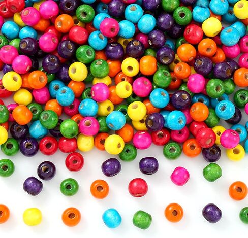 1000Pcs Colourful Wooden Beads Round Paint Wooden Beads Spacer Beads with 8mm Large Hole Multiple Color Beads Craft Beads for DIY Jewelry Making in Saudi Arabia