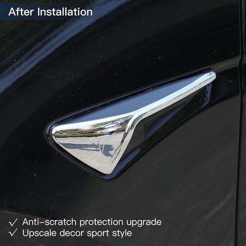Qingchijun 2 Pcs Side Camera Covers for Tesla Model 3 2017-2024 Turn Signal Protector Cover Compatible with Tesla Model Y 2019-2023 Side Camera Protection Cover (Chrome) in Saudi Arabia