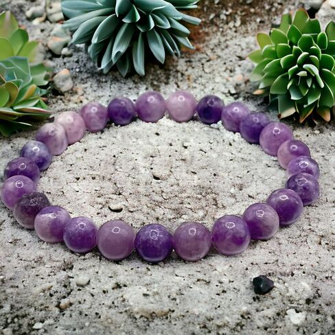 3J Crystal Purple Mica Natural Healing Crystal Sleep Aid Anti-Depression Stress Reliever Anxiety Stretch Bracelet (XL) in Saudi Arabia